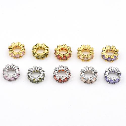 Cubic Zirconia Micro Pave Brass Beads plated fashion jewelry & DIY & micro pave cubic zirconia & mixed Random Color nickel lead & cadmium free Sold By PC