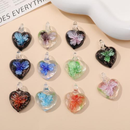 Fashion Lampwork Pendants, Heart, fashion jewelry & DIY & luminated, more colors for choice, 25x20mm, 12PCs/Bag, Sold By Bag