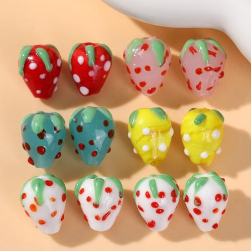 Perles murano faites à la main , chalumeau, fraise, bijoux de mode & DIY, plus de couleurs à choisir, 16x14mm, Vendu par PC