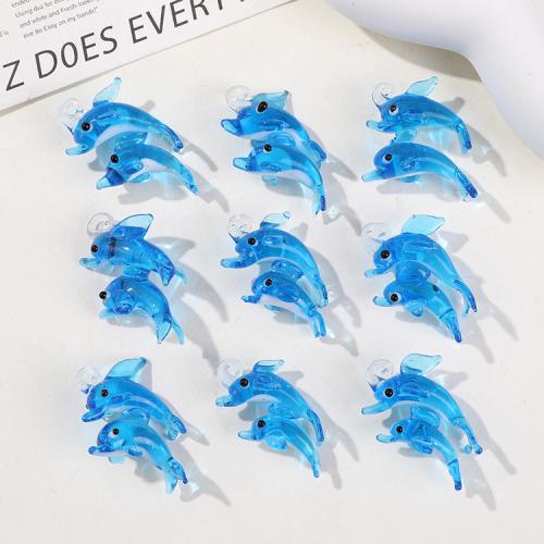 Fashion Lampwork Pendants, Dolphin, fashion jewelry & DIY, blue, 33x26mm, Sold By PC