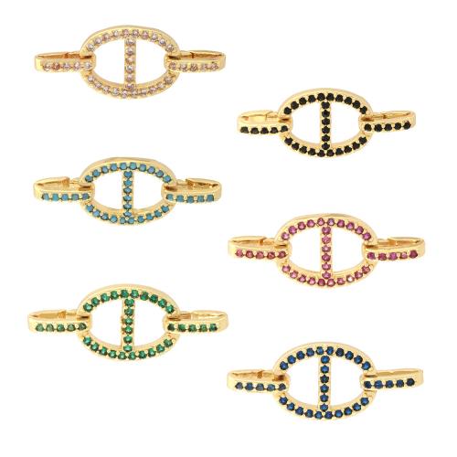 Cubic Zirconia Micro Pave Brass Connector, gold color plated, fashion jewelry & DIY & micro pave cubic zirconia & 1/1 loop, more colors for choice, nickel, lead & cadmium free, 24x10mm, Sold By PC