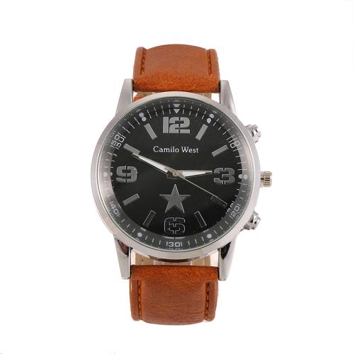 Men Wrist Watch PU Leather with Glass & 304 Stainless Steel & Zinc Alloy Flat Round fashion jewelry & made in China & for man Sold By PC