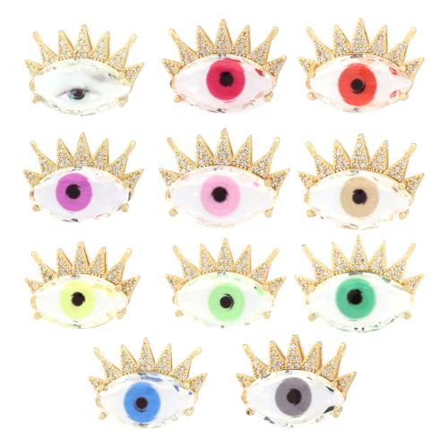 Evil Eye Pendants Brass gold color plated fashion jewelry & DIY & micro pave cubic zirconia & double-hole nickel lead & cadmium free Sold By PC