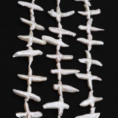 Natural Freshwater Pearl Loose Beads Cross fashion jewelry & DIY white Length about Hight about Sold Per Approx 38 cm Strand