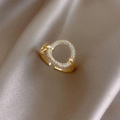 Sko Circonia Pierścień mosiężny Micro Pave, Mosiądz, biżuteria moda & mikro utorować cyrkonia & dla kobiety, rozmiar:7, sprzedane przez PC