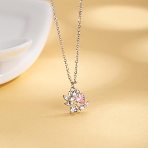 Cubic Zircon Micro Pave Brass Necklace fashion jewelry & micro pave cubic zirconia & for woman Length Approx 40 cm Sold By PC