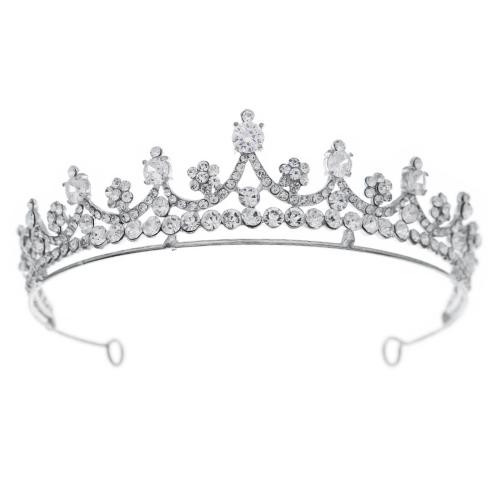 Bridal Tiaras Zinc Alloy with Cubic Zirconia fashion jewelry & for woman & with rhinestone silver color Sold By PC