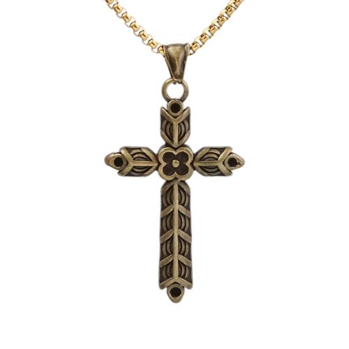 Stainless Steel Jewelry Necklace, 304 Stainless Steel, Cross, polished, fashion jewelry & Unisex & different styles for choice, 32x54mm, Length:Approx 60 cm, Sold By PC