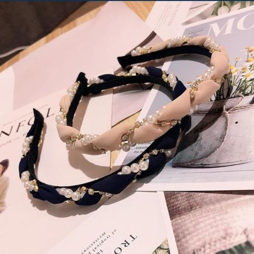 Hair Bands Cloth with Plastic Pearl handmade fashion jewelry & for woman & with rhinestone Sold By PC