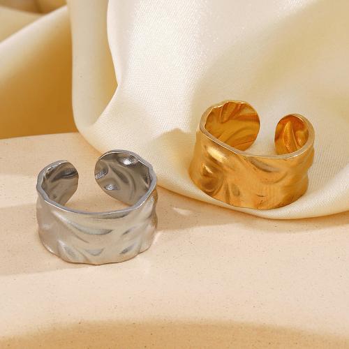 Stainless Steel Finger Ring, 304 Stainless Steel, fashion jewelry & for woman, golden, diameter 17mm, width 10mm, Sold By PC