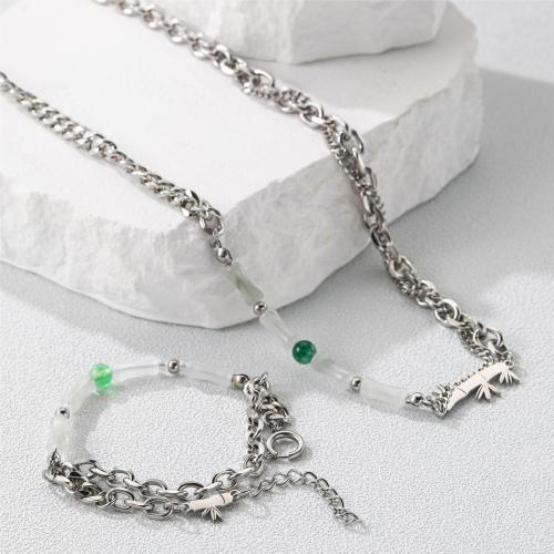 Fashion Stainless Steel Jewelry Sets bracelet & necklace 304 Stainless Steel fashion jewelry & Unisex Sold By PC