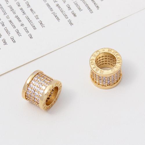 Cubic Zirconia Brass Beads, with Cubic Zirconia, gold color plated, DIY & different styles for choice, more colors for choice, nickel, lead & cadmium free, Sold By PC
