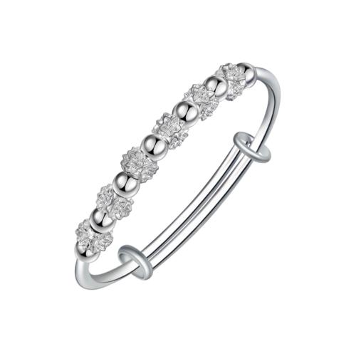 Brass Bracelet & Bangle, Daisy, silver color plated, for woman, nickel, lead & cadmium free, Length:Approx 20 cm, Sold By PC