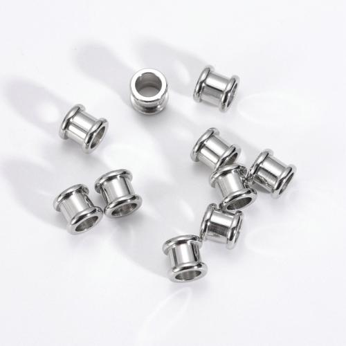 Stainless Steel Beads, 304 Stainless Steel, silver color plated, DIY, 8x7mm, Hole:Approx 5mm, 50PCs/Bag, Sold By Bag