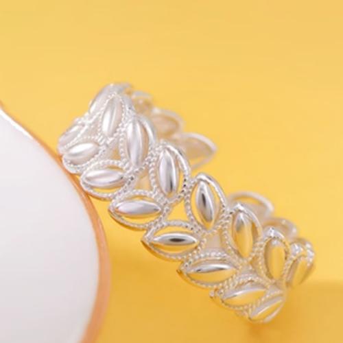 Anillo de dedo de latón, metal, trigopan, chapado en color de plata, para mujer, inner diameter:17~20mm, Vendido por UD