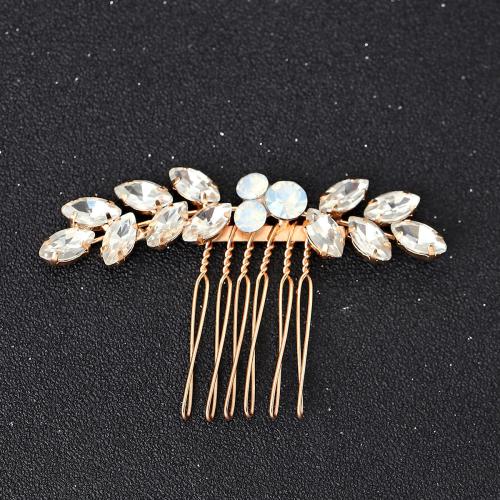 Decorative Hair Combs Brass gold color plated for woman & with rhinestone nickel lead & cadmium free Sold By PC