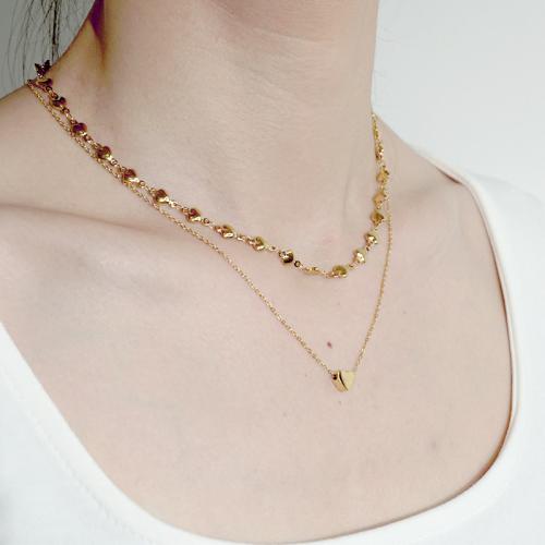 Titanium Steel Necklace with 5.5cm extender chain plated fashion jewelry golden Length 38 cm Sold By PC