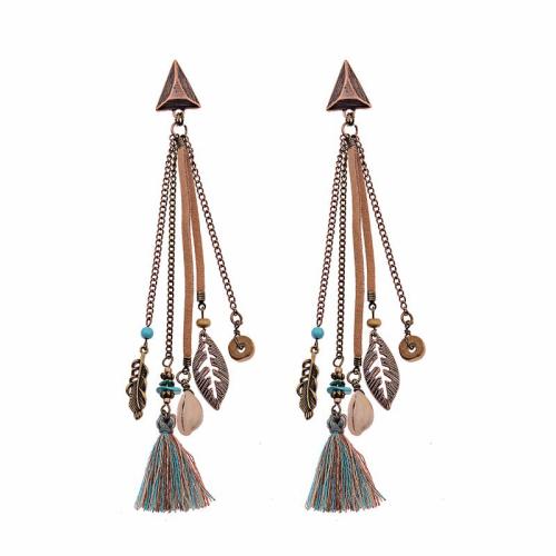 Tibetan Style Drop Earrings, with Cotton Thread & Shell, handmade, fashion jewelry & different styles for choice & for woman, Sold By Pair