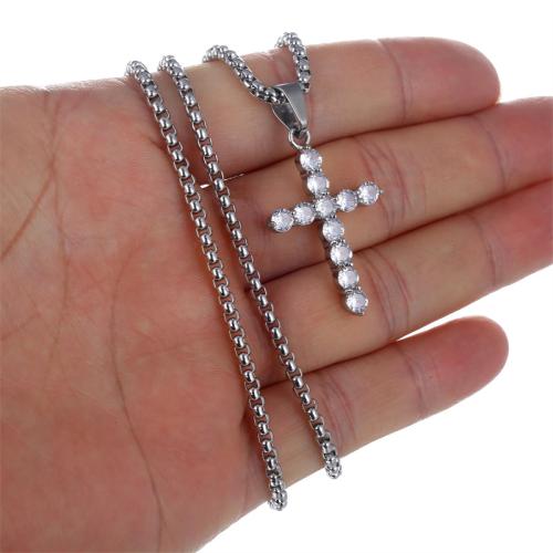 Stainless Steel Cross Pendants, 304 Stainless Steel, plated, different styles for choice & micro pave cubic zirconia, more colors for choice, Sold By PC