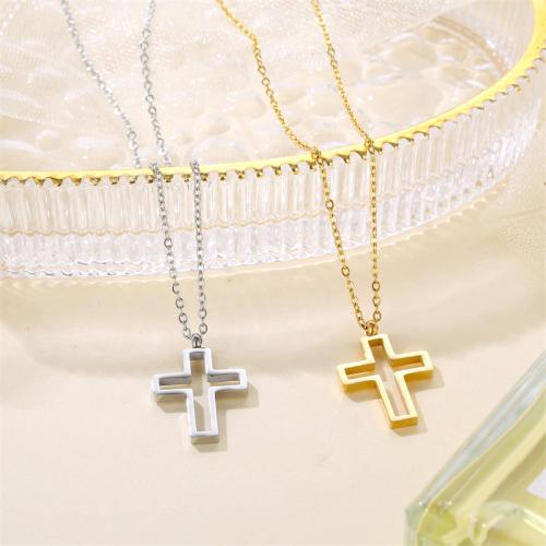 Stainless Steel Jewelry Necklace 304 Stainless Steel Cross plated Unisex Length Approx 41-50 cm Sold By PC