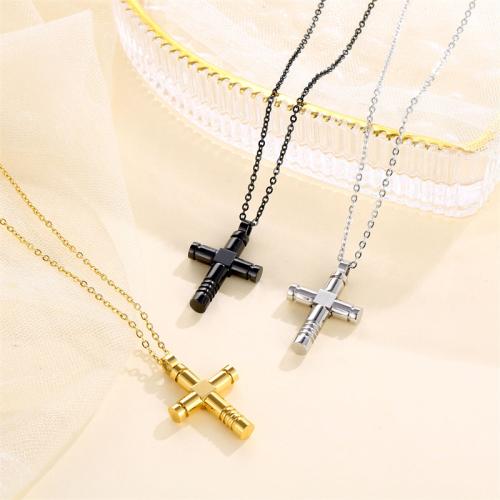 Stainless Steel Jewelry Necklace, 304 Stainless Steel, Cross, plated, Unisex, more colors for choice, Length:Approx 41-50 cm, Sold By PC