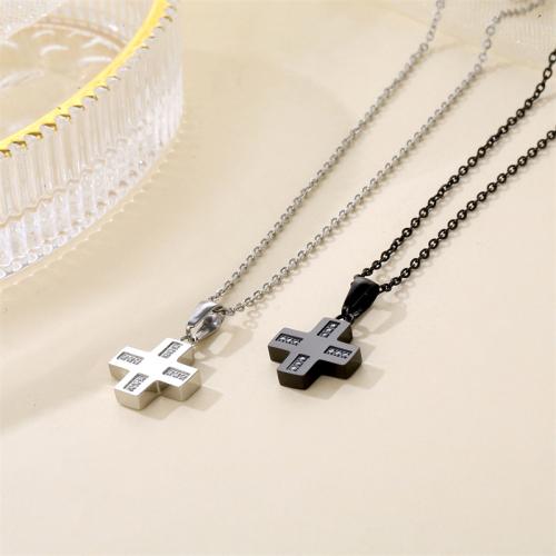 Stainless Steel Jewelry Necklace 304 Stainless Steel Cross plated Unisex & micro pave cubic zirconia Length Approx 41-50 cm Sold By PC