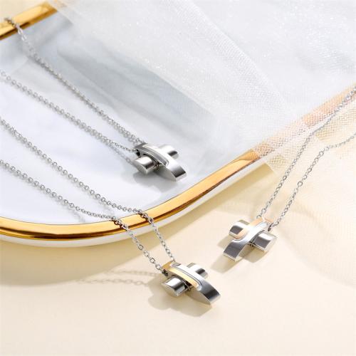 Titanstahl Halskette, Kreuz, plattiert, unisex, keine, Länge:ca. 51-60 cm, verkauft von PC
