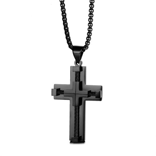 Titanium Steel Pendants, Cross, plated, different styles for choice, black, Sold By PC