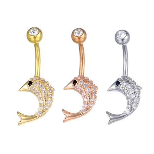 Brass Belly Ring  , with 316 Stainless Steel, plated, micro pave cubic zirconia & for woman, more colors for choice, 3x1.20mm, Sold By PC
