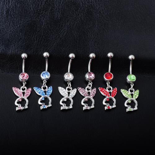 Fashion Personality Body Piercing Jewelry And Accessories, Tibetan Style, with 316 Stainless Steel, plated, Unisex & micro pave cubic zirconia, more colors for choice, 1.6*11*8/5, Sold By PC