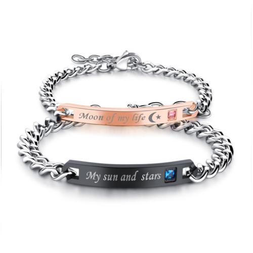 Titanium Steel Bracelet & Bangle, plated, Unisex & micro pave cubic zirconia, more colors for choice, Sold By PC