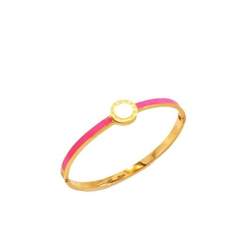 Stainless Steel Bangle, 304 Stainless Steel, with Shell, for woman & enamel, more colors for choice, Sold By PC