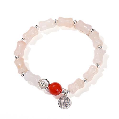 quartz rose bracelet, avec laiton, fait à la main, bijoux de mode & pour femme, Longueur:Environ 7-8 pouce, Vendu par PC