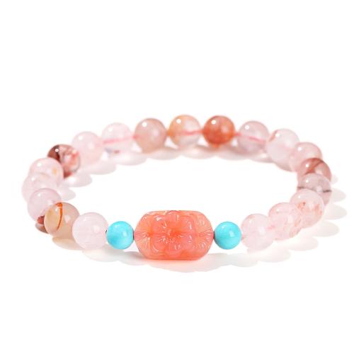 Red Marble Glue Stone Bracelet with Yanyuan Agate handmade fashion jewelry & for woman Length Approx 7-7.5 Inch Sold By PC