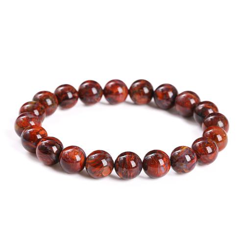 Pietersite Bracelet, Round, handmade, Unisex & different size for choice, red, Length:Approx 6.5-8 Inch, Sold By PC
