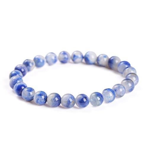 Dumortierite Bracelet, Round, Unisex & different size for choice, Length:Approx 7-8 Inch, Sold By PC