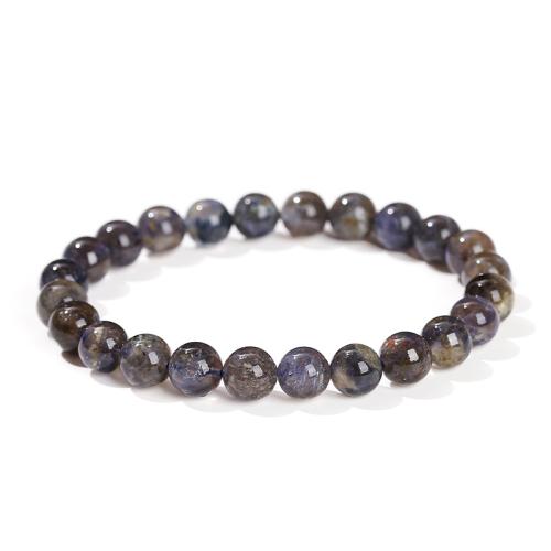 Iolite Bracelet Round Unisex Grade AA Length Approx 6.5-8 Inch Sold By PC