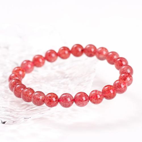 Strawberry Quartz bracelet, fait à la main, bijoux de mode & pour femme, beads length 9-10mm, Longueur Environ 7-8 pouce, Vendu par PC