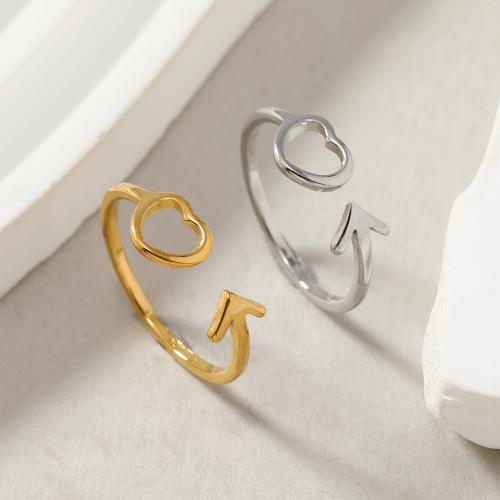 Titanium Steel Finger Ring, Heart, Vacuum Ion Plating, for woman, more colors for choice, Sold By PC