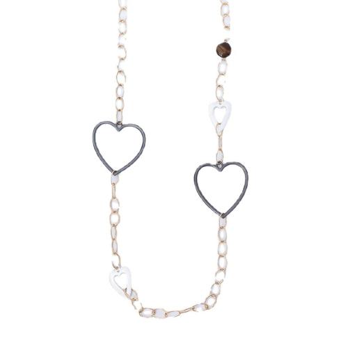 Zinc Alloy Sweater Chain Necklace with Natural Stone & iron chain fashion jewelry & for woman Length Approx 108 cm Sold By PC