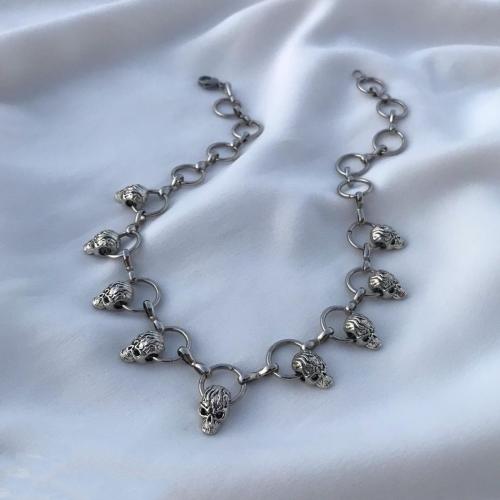 Zinklegierung Schmuck Halskette, Modeschmuck & für Frau, Silberfarbe, Länge:ca. 40 cm, verkauft von PC