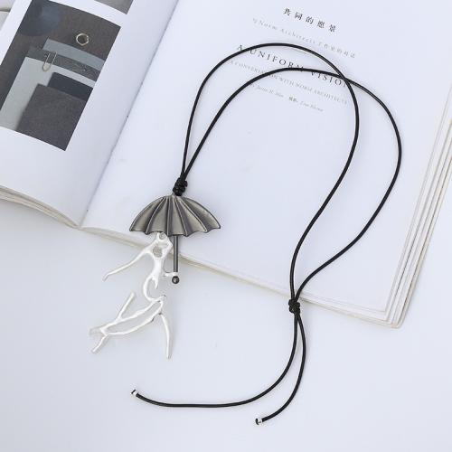 Zinc Alloy Sweater Chain Necklace with Wax Cord fashion jewelry & for woman Length Approx 75 cm Sold By Bag