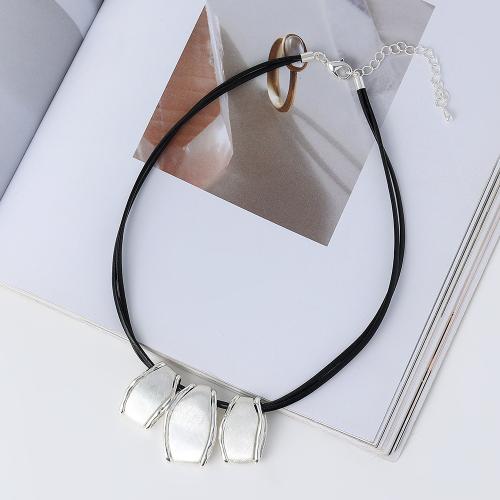 Zinklegierung Schmuck Halskette, mit PU Schnur, Modeschmuck & für Frau, keine, Länge:ca. 51 cm, 2PCs/Tasche, verkauft von Tasche