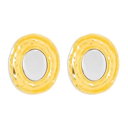 Zinc Alloy Stud Earring fashion jewelry & for woman & two tone Sold By Pair
