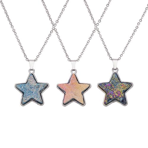 Quartz Necklace with 304 Stainless Steel with 5cm extender chain Star plated fashion jewelry & Unisex Length Approx 38 cm Sold By PC