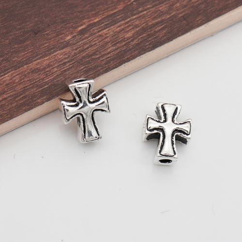 Spacer Beads Jewelry, 925 Sterling Silver, Cross, DIY, 9.10x7x3.90mm, Hole:Approx 1.6mm, Sold By PC