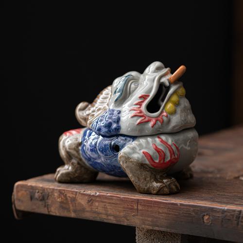 Porcelain Incense Burner, Toad, handmade, for home and office & durable, 106x86x100mm, Sold By PC