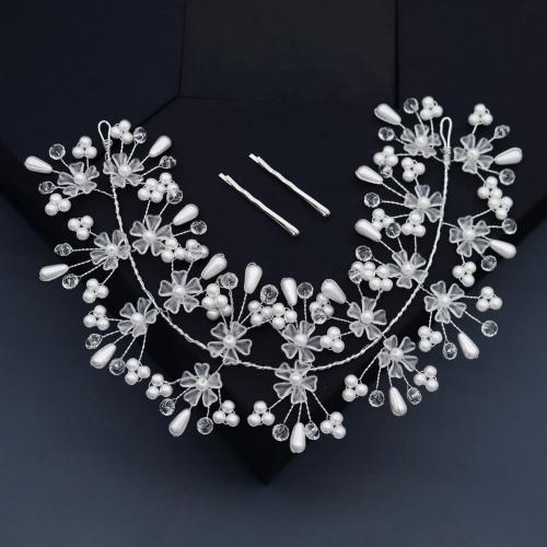 Stirnband, Zinklegierung, mit Kunststoff Perlen, Modeschmuck & für Frau, Silberfarbe, verkauft von Strang