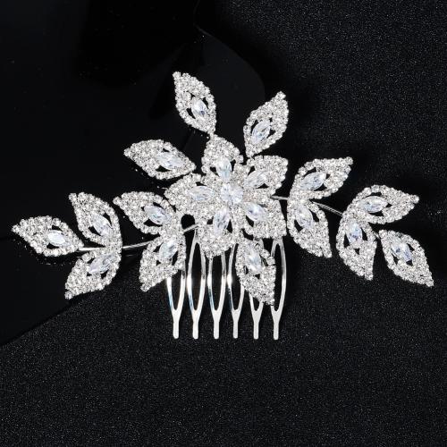 Bridal Decorative Hair Comb, Tibetan Style, fashion jewelry & for woman & with rhinestone, silver color, 115x73mm, Sold By PC