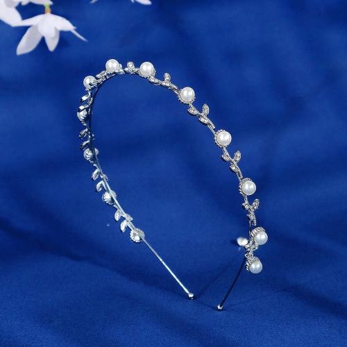 Hair Bands Zinc Alloy with Plastic Pearl fashion jewelry & for woman & with rhinestone silver color Sold By PC